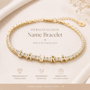 Gepersonaliseerde naam tennisarmband goud custom CZ letter armbandje delicaat initial armbandje cadeau voor haar luxe custom sieraden - Product Image 1