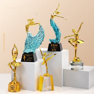 ブルーダンサートロフィー手彫刻クリスタル樹脂賞ダンスコンペティション彫刻ガラス素材 - Product Image 4
