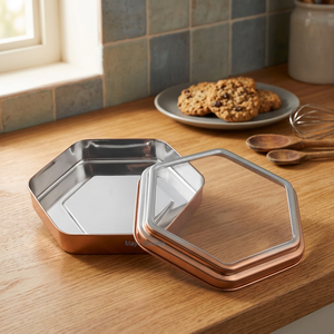 Stainless Steel Top-Sided <b>Hexagonal</b> Canister Copper Finishing Eco-Friendly Detachable Cover Storage Jar for Food Spice Tea Sugar - Product Image 2