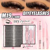 Kit d'extensions de cils synthétiques DIY en grappes avec étiquette privée, dissolvant de colle et de scellant pour extensions de cils segmentées, vente en gros