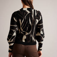 Pull personnalisé en jacquard abstrait à col rond pour femmes OEM et ODM