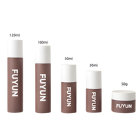 Ensemble de flacons et pots cosmétiques de luxe en verre dépoli avec pompe pour crème visage, sérum, lotion, mascara et perruques - Flacons cosmétiques 100 ml