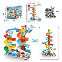 Ensemble de blocs de construction de piste de course double avec 4 voitures ou avions, jouet de construction sans batterie, jouet à assembler soi-même pour enfant