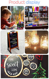 ปากกาชอล์ก KHY ขายดี ราคาส่ง สำหรับเขียนบนผนัง กระจก หรือตู้เย็น ชุดลบได้ หัวปากกาแบบสองด้าน สีชอล์กเหลว - Product Image 6