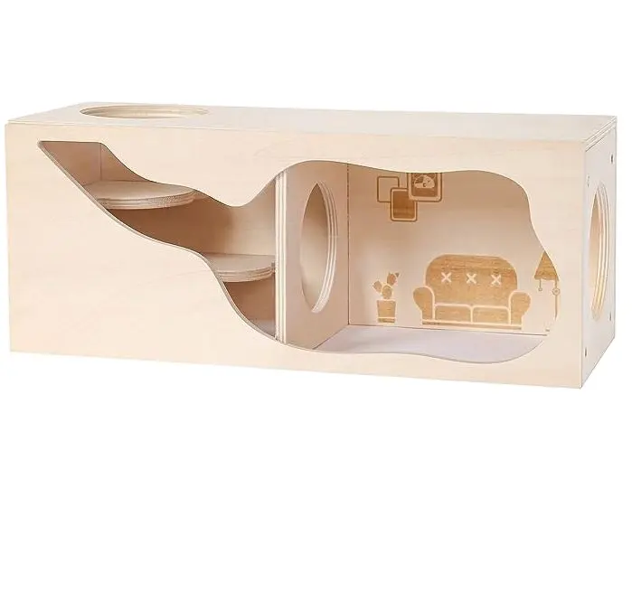 Custom criceto camera di legno per casa di piccoli animali domestici giocattoli Tunnel per animali domestici Peep Shed per nani siriani gerbilli ricci ratti
