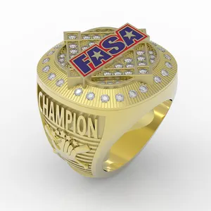 Cincin kejuaraan olahraga sepak bola pemuda kustom 3D grosir cincin kejuaraan Nomor nama kustom