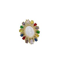 Pendentifs Charme Vierge Marie en Or 18 carats Plaqué Or avec Micro-Pavé de Zirconiums et Nacre Blanche