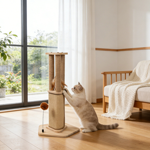 立式剑麻猫抓板，带追踪互动玩具，适合室内猫和小猫，豪华猫抓板 - Product Image 2