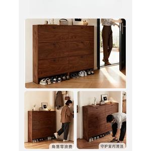 XHA Customizable Foldable Modern Exterior Entrance Door <b>Shoe</b> Cabinet Ultra-thin Design Walnut Finish Floor <b>Shoe</b> Rack for Home - Product Image 3