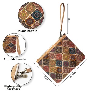 For Boshiho Women's Vegan Cork Leather Wrist Wallet RFID Feature Short Cosmetic Purse Bag Natural Vegan Leather <b>Wristlet</b> for Lad - Product Image 3