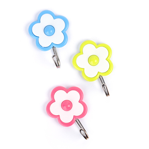 Quatre ensembles de crochets adhésifs résistants, sans perçage, en plastique, imperméables, avec un design floral coloré et créatif, pour la décoration de la chambre à coucher et du salon - Product Image 5