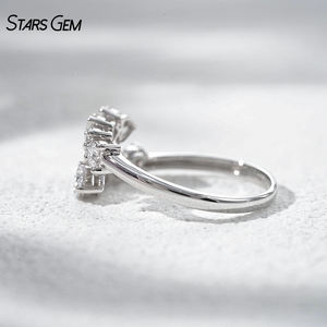 StarsGem Bague Hug ouverte en or massif 10K plaqué rhodium avec diamant de laboratoire taille cœur, taille graduée, unisexe, pour anniversaire et mariage - Product Image 5