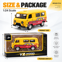 Nuovo Modellino in Scala 1:24 del Classico UAZ-452 Russo, Furgone Retrò con Porte Apribili, Funzione Pull-Back, in Metallo, Auto Giocattolo Vintage con Luci e Suoni