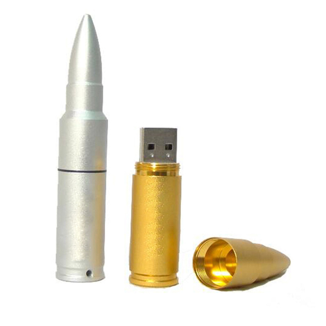 Bullet Shape Usb Gadget Silver Metal Usb Stick with Keychain Usb 2.0/3.0 4GB 8GB 16GB 32GB 64GB 128GB 256GB 512GB for Gift