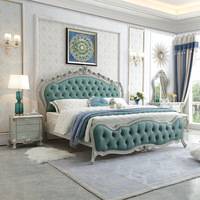 Ensemble de chambre à coucher de style européen classique sur mesure, dernier modèle, taille king, en bois sculpté, ensembles de chambre à coucher de villa