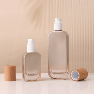 Nouvel ensemble de flacons et pots <span class=keywords><strong>en</strong></span> <span class=keywords><strong>verre</strong></span> pour cosmétiques, modèle Gu Long, avec couvercles <span class=keywords><strong>en</strong></span> bois, pompe doseuse, pour lotions, sérums et crèmes, idéal pour le voyage, impression sérigraphique - Product Image 4