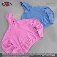 Sweat à capuche unisexe en gros 430 g/m² 100 % coton, effet délavé, coupe courte et carrée, manches superposées, style streetwear vintage