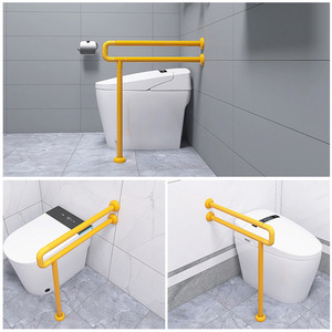 Zs Toilet <b>Grab</b> <b>Bar</b> 60x70cm Yellow Anti-Slip Plastic Stainless Steel For Elderly Bathroom Safety - Product Image 3