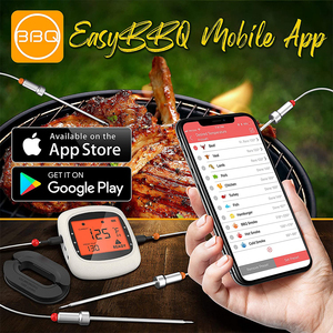 Kỹ thuật số không dây BBQ Nhiệt kế 6 thép không gỉ đầu dò OEM/ODM tùy chỉnh IP65 đánh giá cho Lò Nướng Thịt nhiệt độ - Product Image 4
