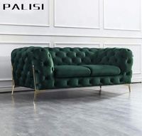 Ensemble de canapés 123 touffetés de luxe légers design bleu royal canapé de salon en velours ensemble 2 + 3 meubles de maison pieds dorés ensemble de canapés modernes