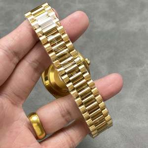 Montre mécanique automatique en or pour hommes, de haute qualité, cadran blanc, lunette cannelée, bracelet présidentiel, 40mm - Product Image 6