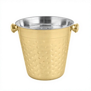 Seau à glace de camping seau à glace en acier inoxydable martelé métal personnalisé acier inoxydable - Product Image 1
