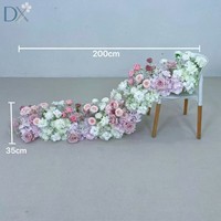 Chemin de table en fleurs artificielles blanc et rose pour décoration de centre de table de mariage, vente en gros