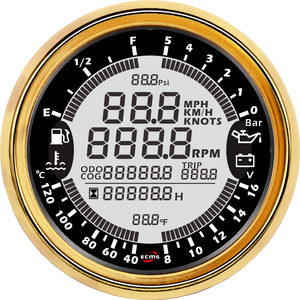 Nuevo Medidor Multifunción ECMS Negro de 85 mm, 8-16 V, 5 Bares, Resistente al Agua IP67, <span class=keywords><strong>Bisel</strong></span> de Acero Inoxidable 316L, <span class=keywords><strong>Instrumentos</strong></span> para Barcos - Product Image 1