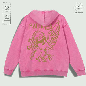 Sudadera con Capucha 100% Algodón Lavado con Estampado Gráfico de Cruz de Ángel 'Fe sobre el Miedo', Varios Colores - Product Image 5