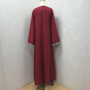 Vêtements islamiques pour filles en gros, robe élégante à fermeture éclair, longueur au sol, manches longues, col rond, argent, robe musulmane pour femmes, <span class=keywords><strong>abaya</strong></span> - Product Image 6
