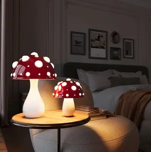 Ins Decorative Small Mushroom Table Lamp Bedroom Bedside Study Dormitory Atmosphere Desk Light USB Rechargeable Night Light Gift