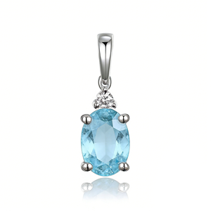 Pendentif de luxe personnalisé plaqué or 14 carats avec diamant CVD cultivé en laboratoire IGI/HPHT, cadeau de fiançailles classique, pierre de naissance Mars Aigue-marine, pour pull - Product Image 1