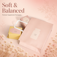   Boîte d'emballage de compléments alimentaires rose clair écologique avec logo personnalisé, boîte de capsules nutritionnelles de qualité supérieure pour vitamines et protéines pour femmes