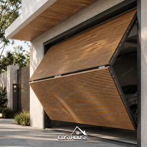 Porte de garage moderne blanche à ouverture basculante, automatique, monobloc, pour villa de luxe - Product Image 4