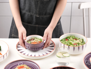 Assiettes <span class=keywords><strong>de</strong></span> luxe en porcelaine, 24 pièces, service <span class=keywords><strong>de</strong></span> table personnalisé, violet brossé, nouveau, service en os - Product Image 6