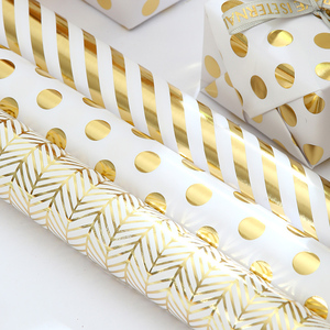 Wholesale 80g Birthday Hot Stamping Art Paper Tissue 43*300cm Gift Luxury Custom Packaging Wrapping Paper Roll