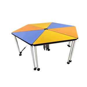 Juego de Escritorio y Silla Escolar de Madera con 6 Asientos y Altura Ajustable para Niños, Jardín de Infancia, Dormitorio, Sala de Estar - Product Image 2