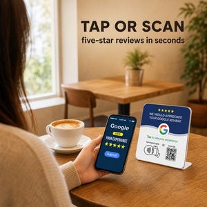 Support <span class=keywords><strong>de</strong></span> Table en Acrylique NFC pour Code QR <span class=keywords><strong>Google</strong></span> Review et Menu – Idéal pour Restaurants, Hôtels, Cafés, Bars – Personnalisable et Sans Contact Intelligent - Product Image 2