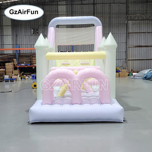 Parcours d'obstacles gonflable <span class=keywords><strong>de</strong></span> qualité commerciale couleur macaron avec toboggan, château gonflable en PVC pour enfants pour mariages, anniversaires et événements - Product Image 3