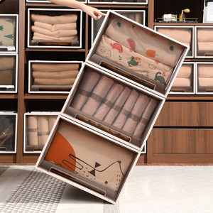 Clothing Organizer <b>Drawer</b> <b>Storage</b> <b>Box</b> Transparent Square With Lid For Wardrobe Closet Organization - Product Image 3