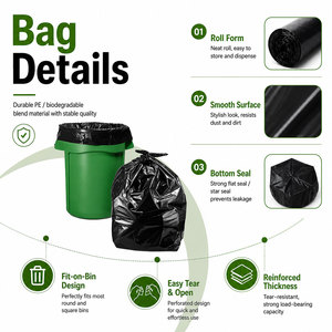 Sacs poubelles en plastique LDPE robustes Taiyang avec soufflet latéral et fermeture éclair, sacs de collecte des déchets, fournis par la Chine pour les sacs à ordures de magasin - Product Image 4