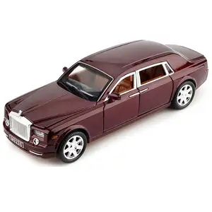 PANDAS Simulação de venda quente 1:24 som leve Rolls Royce Phantom Carro elétrico de liga fundida Carro de metal veículo de brinquedo para criança