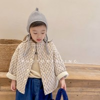 Veste matelassée en coton éponge à col roulé, style coréen, couleur unie, à boutonnage simple, motif dessin animé, pour filles, collection automne-hiver 2026