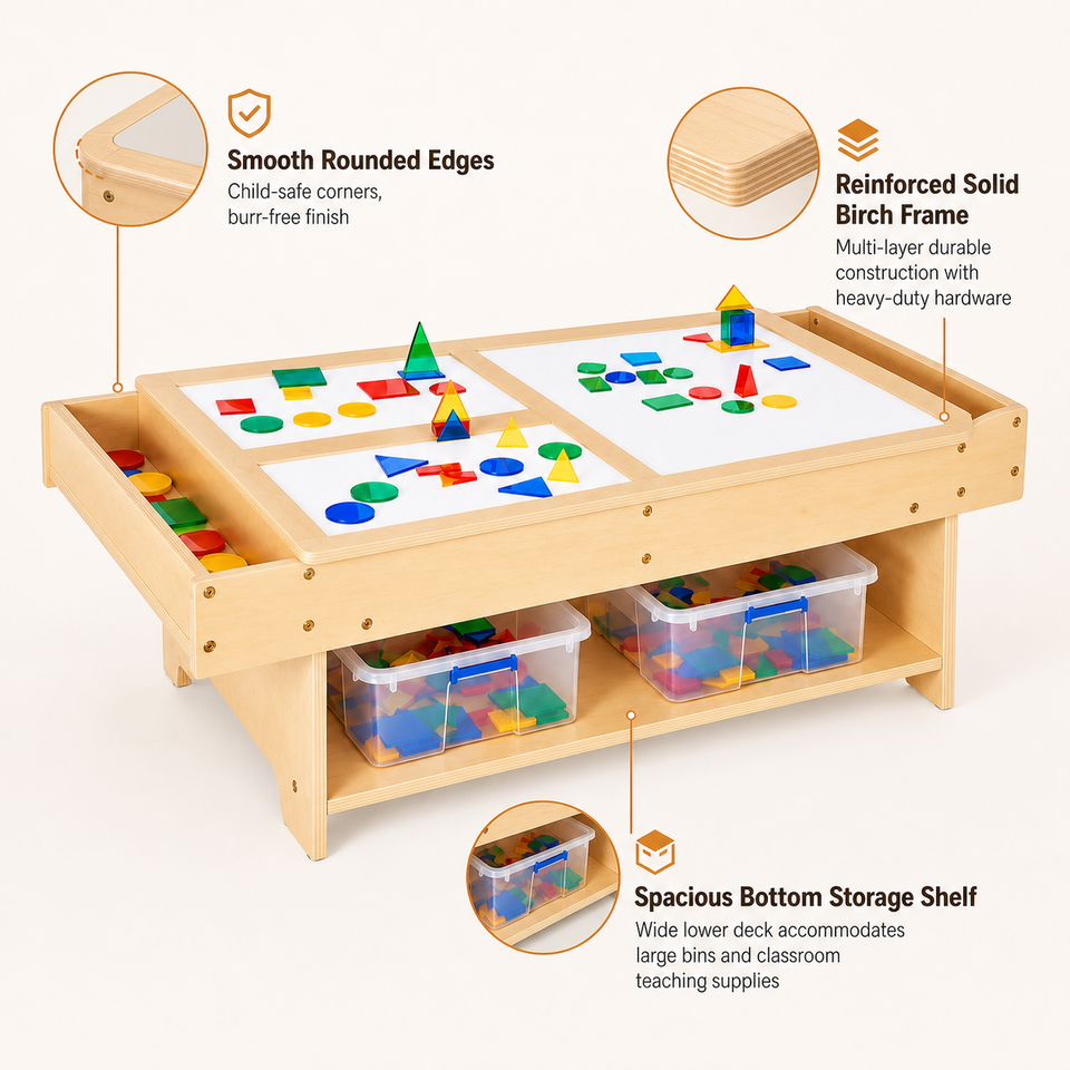 Snesory Table Preschool Light Table Wooden Furniture Montessori Daycare Nursery ...