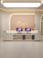 Comptoir de réception mobile minimaliste en bois pour salon de beauté, clinique d'esthétique médicale, centre de soins de la peau