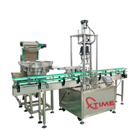 Machine de capsulage automatique Xtime pour bouteilles en plastique carrées et rondes, bocaux en verre et autres contenants alimentaires, avec alimentateur de couvercles