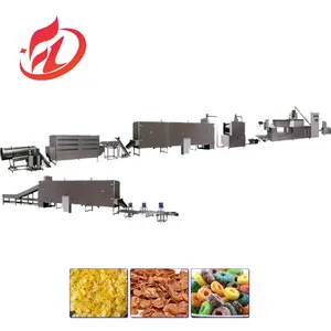 Línea de producción automática de copos de maíz de alta productividad de China, máquina extrusora de alimentos para cereales de desayuno