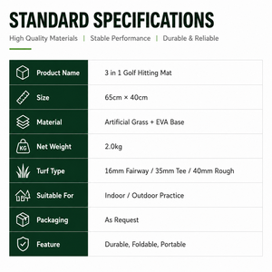 Tapete de Práctica de <span class=keywords><strong>Golf</strong></span> Plegable 3 en 1 de Tamaño Grande con Base de Goma para Campo de Práctica - Product Image 2