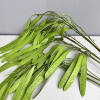 Graines artificielles vertes de haute qualité en forme de pois, pour décoration de salle d'exposition, art paysager, et en forme de longues branches, vente en gros