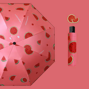 Parasol de protection solaire UV aux fruits mignon droit 3 fois manuel Offre Spéciale avec impression personnalisée du logo pour les femmes - Product Image 3